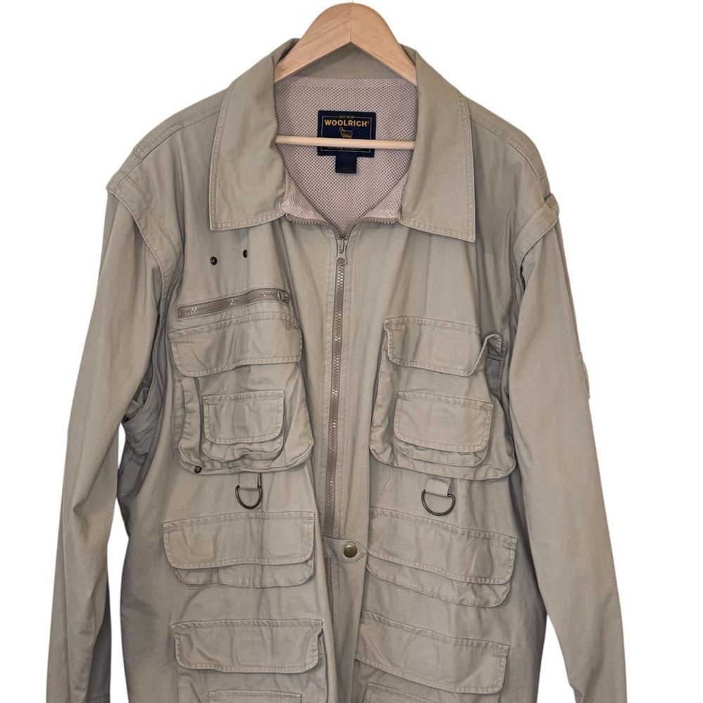 VINTAGE Woolrich Utility Jacket Fishing Field Safari Jacket Outdoor Size XL
